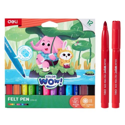 Джъмбо флумастери Deli Color wow! EC170-12, връх 7.5 мм, 12 цвята 3