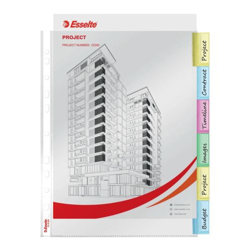 Джоб с 6 отделения Esselte, А4, РР 130 mic, с индекси, кристал, безцветен — Joya.bg 1