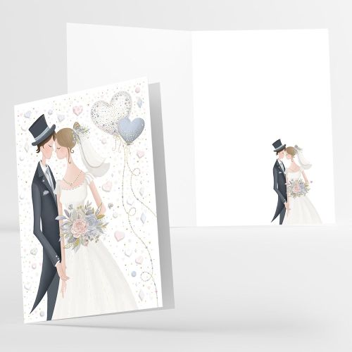 Поздравителна картичка за сватба Wedding, с релефен UV ефект, 120 х 170 мм