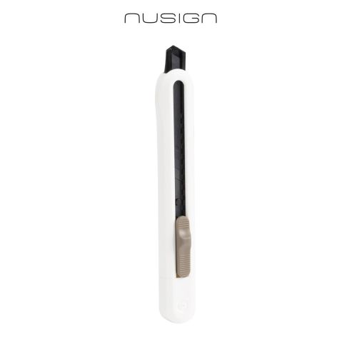 Макетен нож Nusign Classic ENS063, SK5, 196х56х24 мм, черно острие 9 мм, метален водач, бял