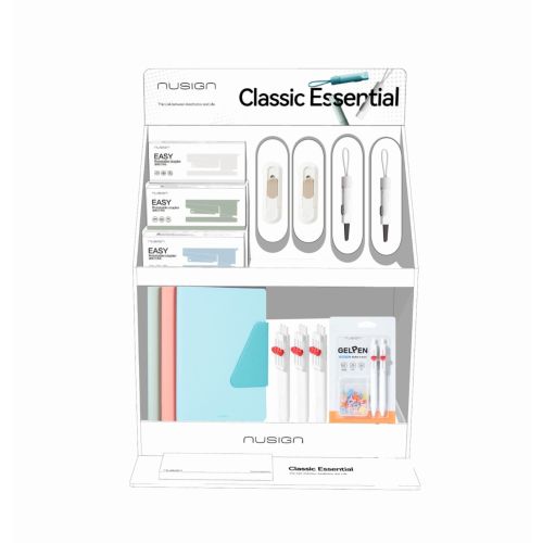 Дисплей Nusign Classic Desktop J03483, PVC пяна/акрил, 4 куки, 38x23,3x53,7 см, бял