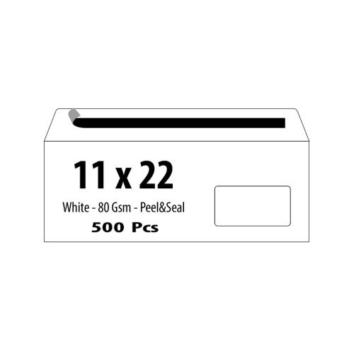 Самозалепващ плик ZRS, DL, 110х220 мм, с десен прозорец, 80 г, бял, 500 бр.