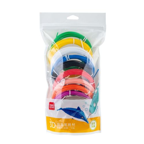 Филаменти за 3D химикалка Deli 74861, 10 цвята х 5 м, PCL материал — Joya.bg 1