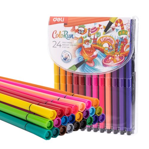 Флумастери Deli Colorun EC157-24, 24 цвята, PVC опаковка 1