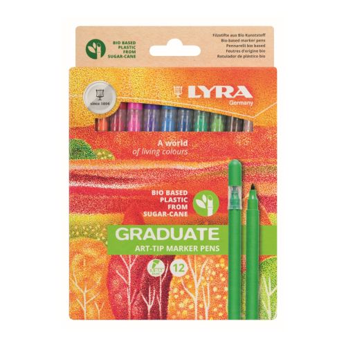 Флумастери LYRA Graduate Art Tip, био пластмаса, връх 1.2 мм, 12 цвята 1