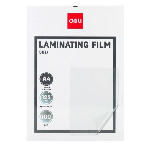 Фолио за ламиниране Deli Core E3817, A4, 216x303 мм, 2x125 mic, кутия 100 л. 1