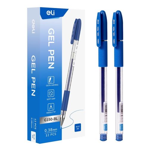 Гелова химикалка Deli EG150-BL, с грип, 0.38 мм, синя 1