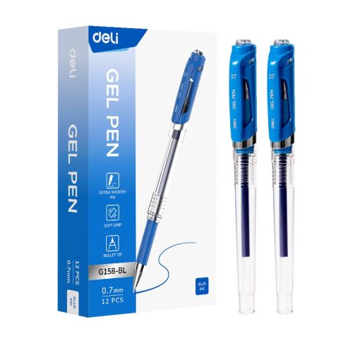 Гелова химикалка Deli EG158-BL, с грип, 0.7 мм, синя 1