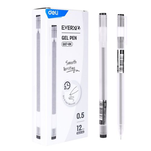 Гелова химикалка Deli EveryU EG67-BK, иглен връх 0.5 мм, черна 1