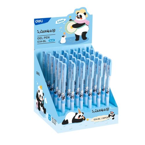 Гелова химикалка Deli Panda EG34-BL, иглен връх 0.5 мм, синя — Joya.bg 1