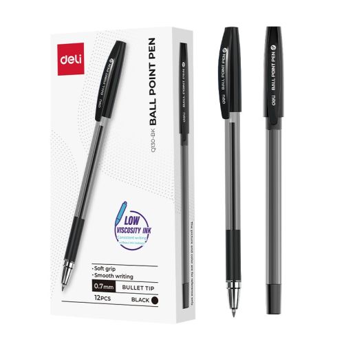 Химикалка Deli EQ130-BK, с грип, 0.7 мм, черна 1