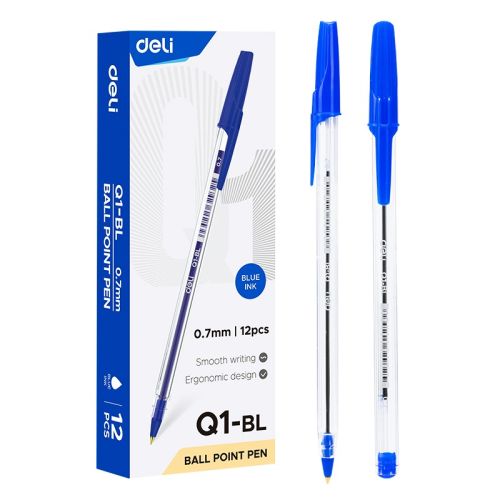 Химикалка Deli think EQ1-BL, 0.7 мм, синя 1