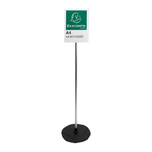 Информационен дисплей EXACOMPTA, за под, алуминиев стълб 1000 мм, акрилен държач A4, 270х270 мм — Joya.bg 1