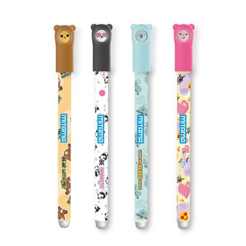 Изтриваеми химикалки MITAMA Spinny Pen, Animal Colection, 0.7 мм, 2 сини+1 черна+1 червена, 4 бр. 1