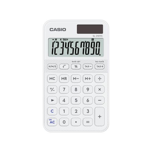 Калкулатор CASIO COLORFUL SL-310YC-WE, джобен, 10 dgt, 118х70х8 мм, бял 1