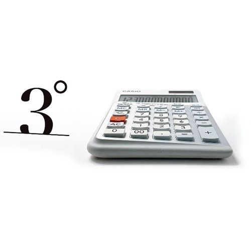 Калкулатор CASIO DE-12E-WE, настолен, ергономичен метален панел, 12 dgt, 188х140х35 мм, перленобял — Joya.bg