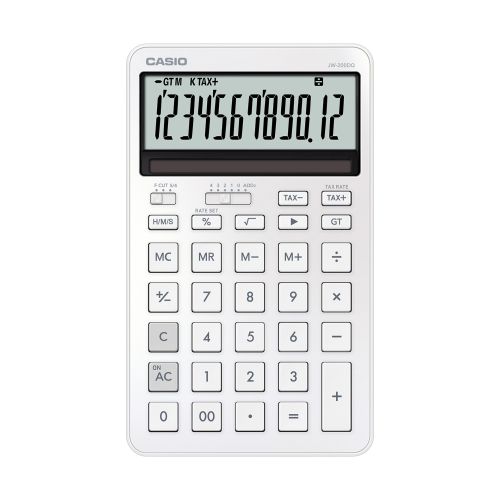 Калкулатор CASIO STYLISH JW-200DQ-WE, 12 dgt, метален панел, 182х109х20 мм, бял  1