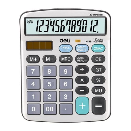 Калкулатор Deli Core EM19810, настолен, 12 dgt, метален панел, 153.5х120.4х29.8 мм, сив — Joya.bg 1