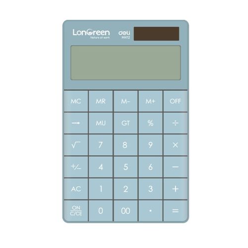 Калкулатор Deli LonGreen EM412, настолен, 12 dgt, 165х103х16 мм, син 1