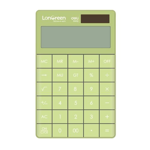Калкулатор Deli LonGreen EM412, настолен, 12 dgt, 165х103х16 мм, зелен 1