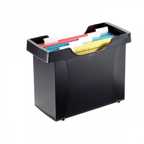 Картотека за висящи папки LEITZ, 395x273x170 мм, Polystyrene, черна, включва 5 папки  — Joya.bg