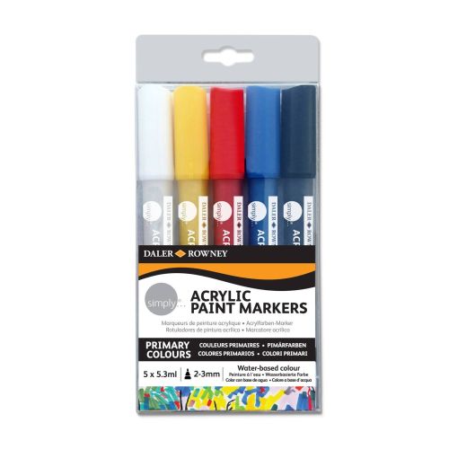 Комплект акрилни маркери DALER-ROWNEY Simply, объл връх 2-3 мм, 5 цвята — Joya.bg 1