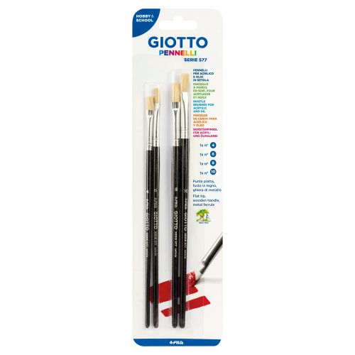 Комплект четки за рисуване GIOTTO Art 577, плоски №4, 6, 8, 10