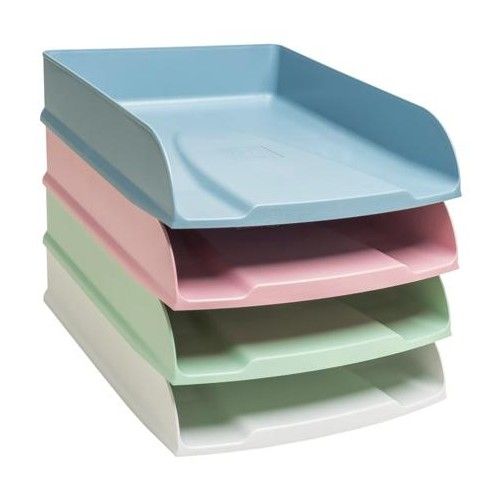 Комплект хоризонтални поставки EXACOMPTA AutentiK, Polystyrene, 4 цвята - бял, сивосин, зелен, розов — Joya.bg 2