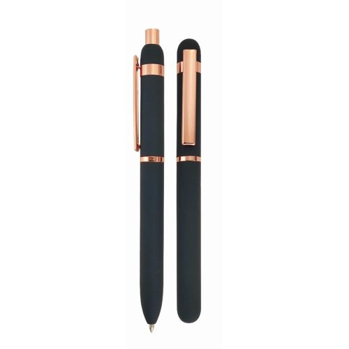 Комплект ролер и автоматична химикалка Lastva Ventura Black&amp;Gold, метални, в кутия — Joya.bg