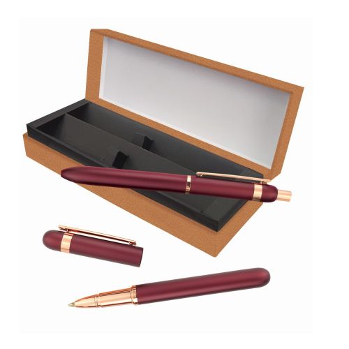 Комплект ролер и автоматична химикалка Lastva Ventura Red&amp;Gold, метални, в кутия — Joya.bg 1