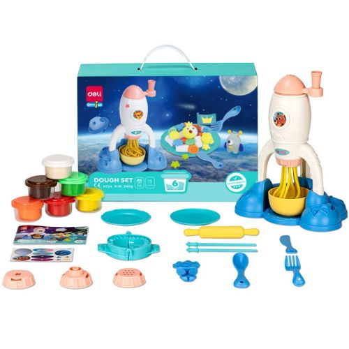 Комплект за моделиране Deli Genius EH724, 6 цвята пластилин х 40 гр, 16 аксесоара 1