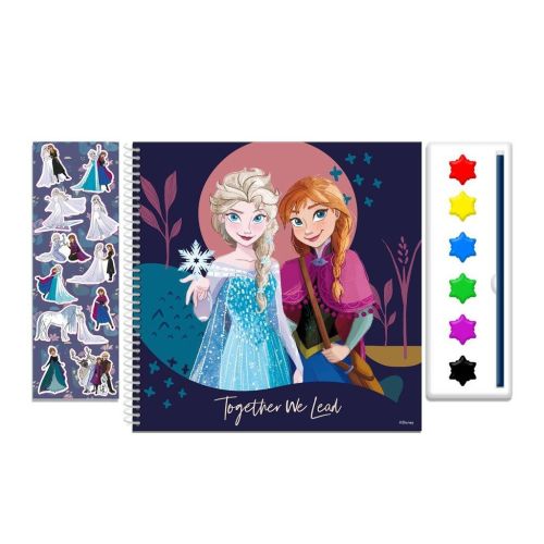 Комплект за оцветяване FROZEN, блок за рисуване, акварелни бои, стикери — Joya.bg 1