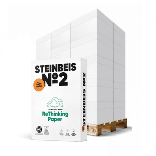 Копирна хартия STEINBEIS №2 ReThinking, А4, 80 г, 100% рециклирана, CIE белота 85, палет 200  х 500л — Joya.bg 1