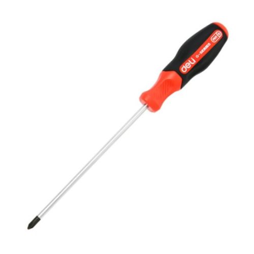 Кръстата отвертка Deli TOOLS EDL3453, PH0Х75 мм премиум TPR, черен край, ергономична дръжка, червена — Joya.bg 1