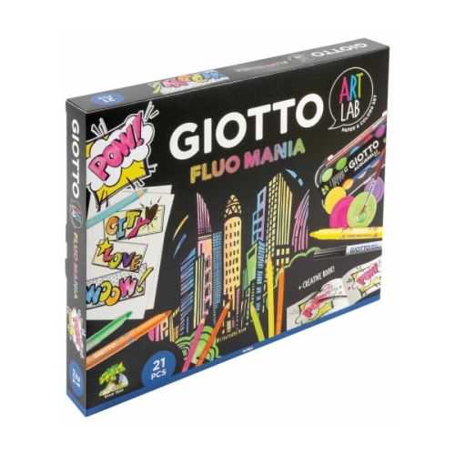 Креативен комплект GIOTTO Art Lab Fluo Mania, акварелни бои, флумастери, моливи и маркери 1