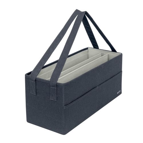 Кутия-чанта с дълги дръжки LEITZ Fabric, 465х210х200 мм, картон, покрит с текстил, тъмносива — Joya.bg 1