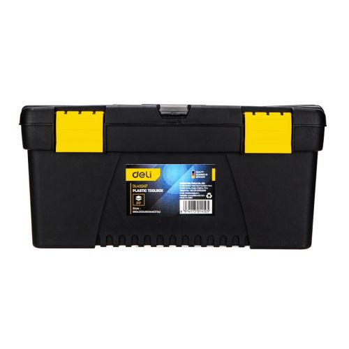 Кутия за инструменти Deli TOOLS EDL432417, 380x200x180мм, два слоя, PP пластмаса, жълточерна — Joya.bg 1