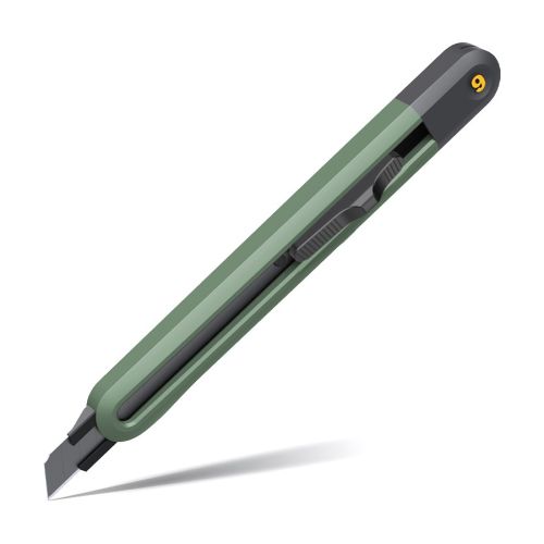 Макетен нож Deli homeSeries, EHT4009L, 133х11х15 мм, SK2, 9 мм, метален водач, заключване, зелен 1