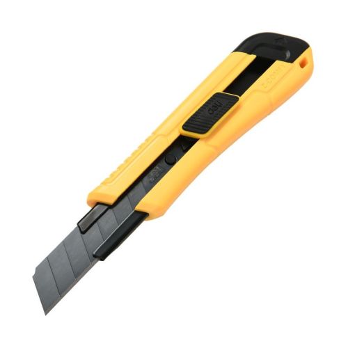 Макетен нож Deli TOOLS, EDL018, професионален, SK2, черно острие 18 мм, мет. водач, заключване, жълт — Joya.bg 1