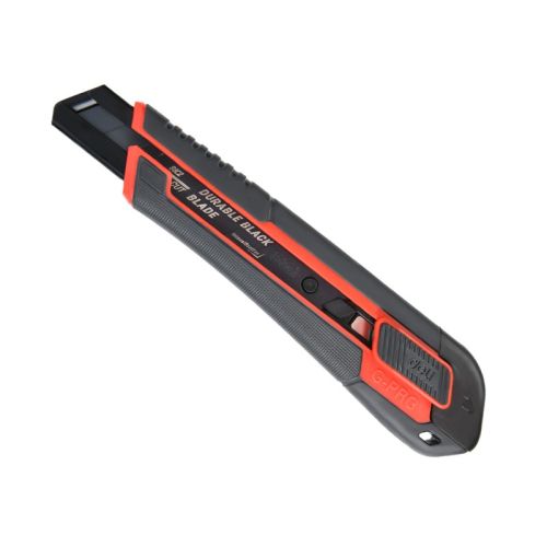 Макетен нож Deli TOOLS, EDL018G, SK2, черно острие 18 мм, грип зона, мет. водач, заключване  червен — Joya.bg 1