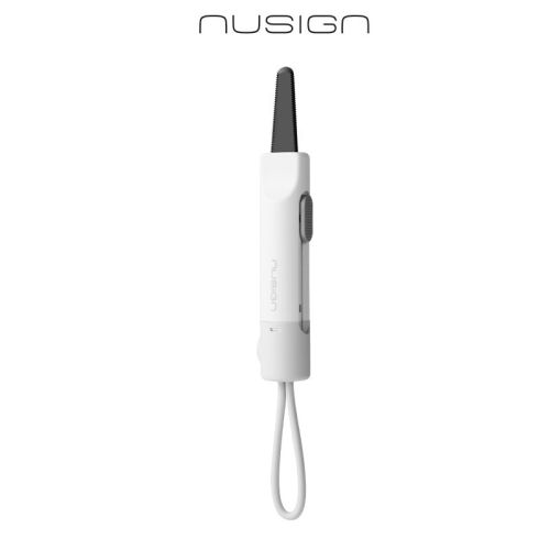 Макетен нож Nusign Classic ENS066, за пратки, 135х20мм, черно назъбено острие, самоприбиращо се, бял 1