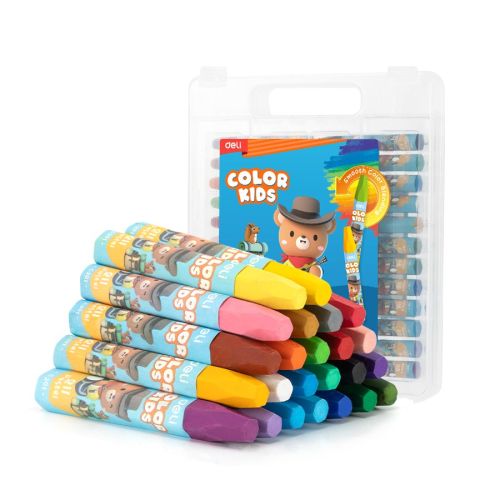 Маслени пастели Deli Color Kids EC20124, ф 10 мм, 75 мм, 24 цвята, в PP кутия 1