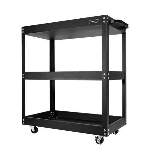 Мобилна количка за инструменти Deli TOOLS  EDL433023 стоманена, 3 нива, 75х36х76 см, до 215 кг, черн — Joya.bg 1