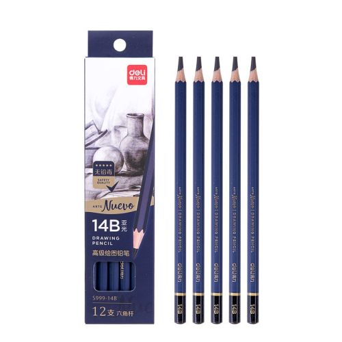 Молив без гума Deli Arte Nuеvo S999-14B, шестоъгълно тяло, 14B 1