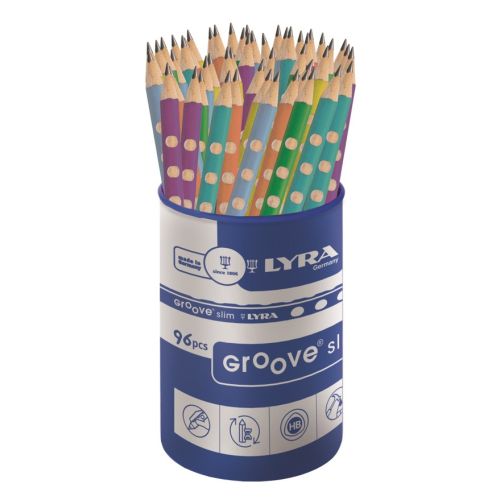 Моливи без гума LYRA Groove Slim Pastel, триъгълно тяло, HB, 96 бр. в чашка — Joya.bg