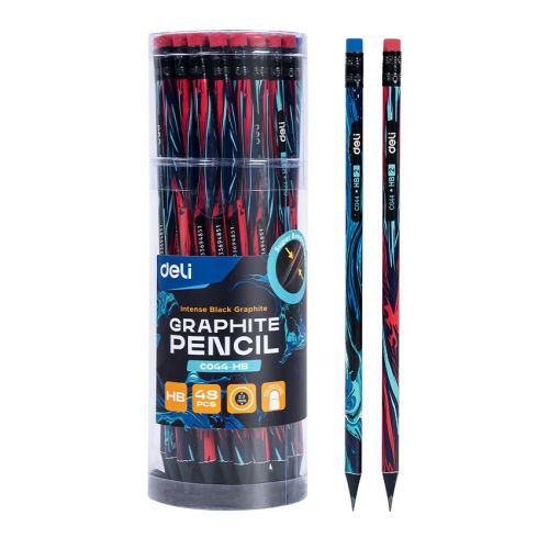 Моливи с гума Deli EC044-HB, кръгло тяло, HB, 48 бр. в тубус — Joya.bg 1