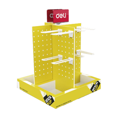 Настолен дисплей Deli STICK UP J00062, за лепящи продукти, въртящ се, PVC, 16 куки, 32х32х43 см 1