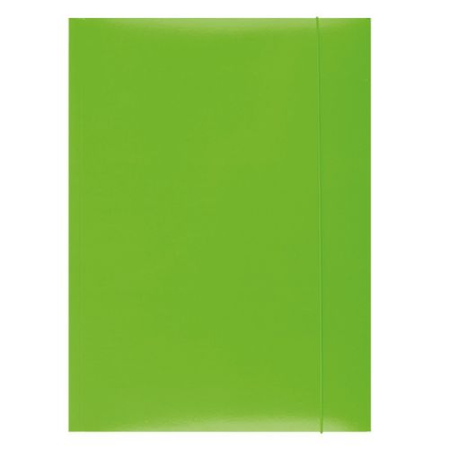 Папка с ластик и 3 капака OFFICE PRODUCTS, A4, картон 300 г с UV лак, зелена