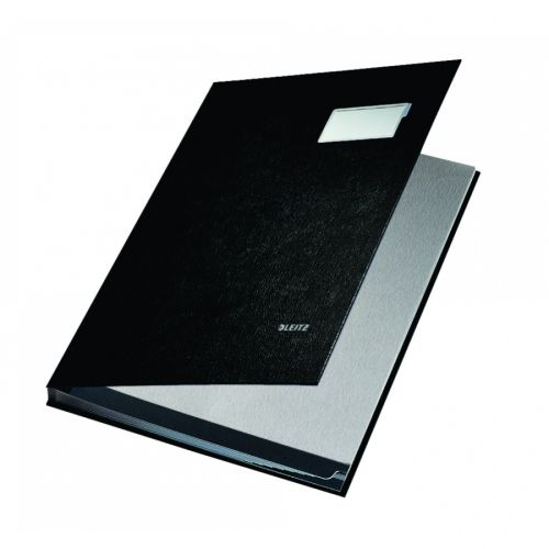 Папка за подписи LEITZ, 240х340 мм, A4+,  рециклиран картон 700 г с РР фолио, 10 отделения, черна — Joya.bg 1