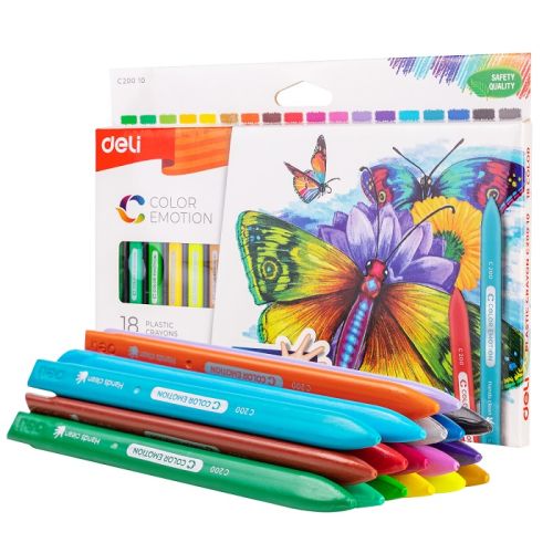 Пастели пластик Deli Color Emotion EC20010, ф 8 мм, 60 мм, 18 цвята 1